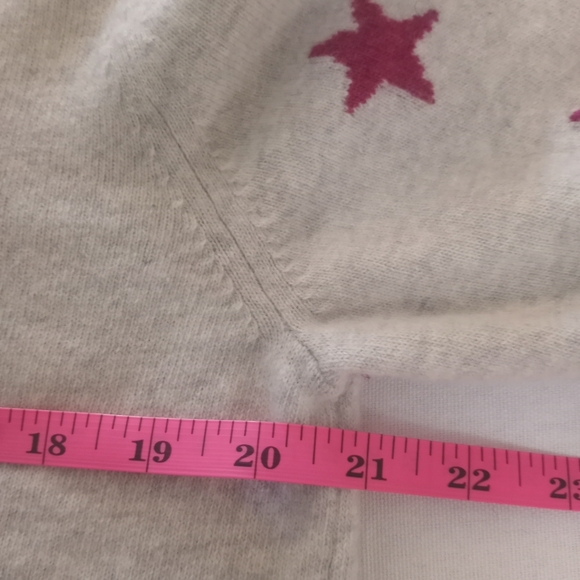 Banana Republic Italian Fine Merino Wool Blend Casual Grey Pink Star Crew Neck L - Picture 5 of 8